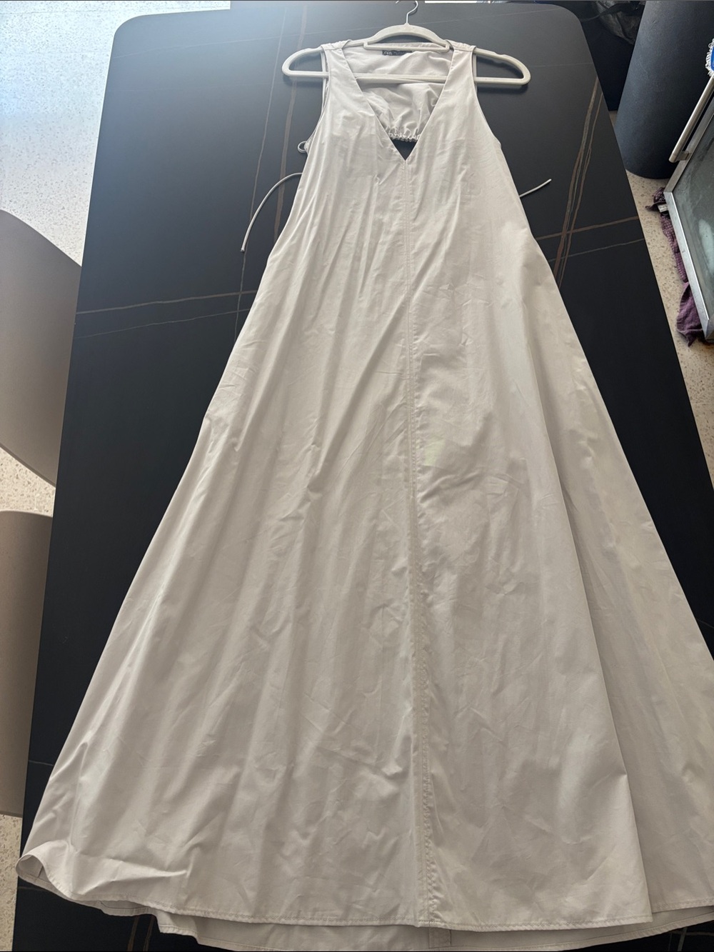 White A-Line Maxi Dress with V-Neck